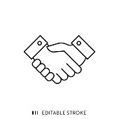 istock Handshake Icon with Editable Stroke and Pixel Perfect. 1179972964