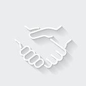istock Handshake. Icon with long shadow on blank background - Flat Design 1370678771