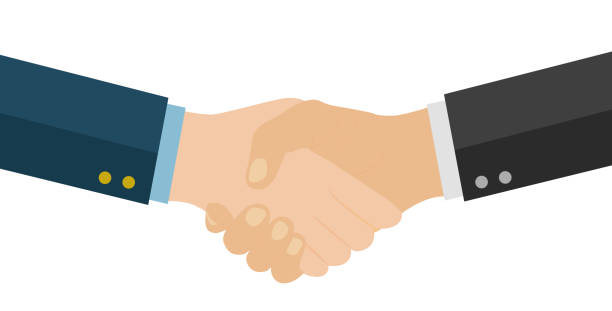 uścisk dłoni partnerów biznesowych. uścisk dłoni biznesowych. udana transakcja. - handshake stock illustrations