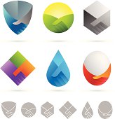 Collection of handshake design elements with shadows.