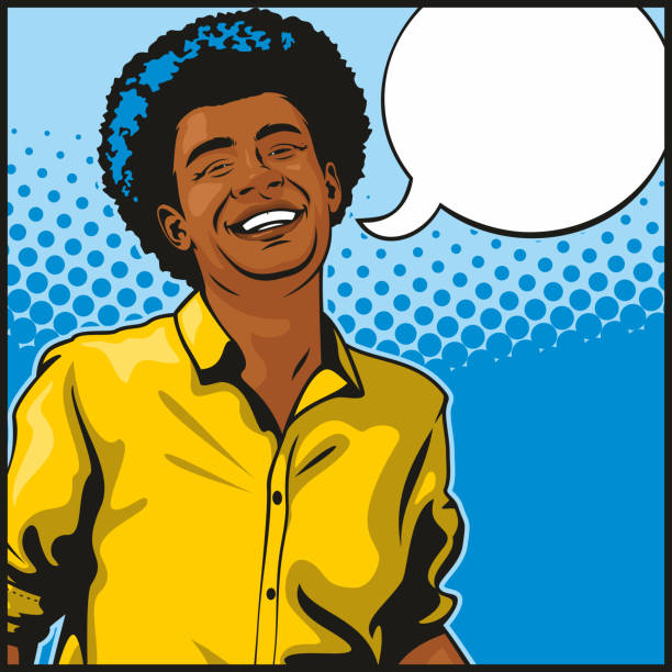 Handsome Black Man Laughing vector art illustration