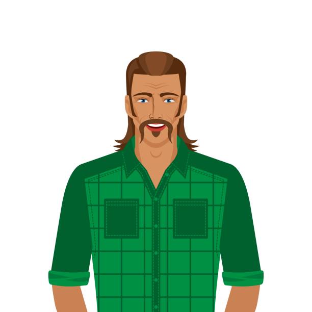 Handsome man with mullet hairstyle Handsome man with mullet hairstyle. Vector illustration mullet haircut stock illustrations