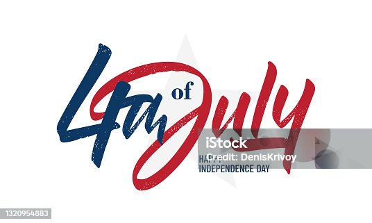 istock Handwritten brush lettering of 4th of July on white background. Happy Independence Day. 1320954883