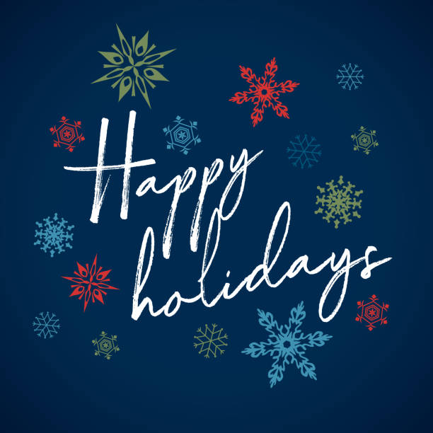 el yazısı kart happy holiday noel - happy holidays stock illustrations