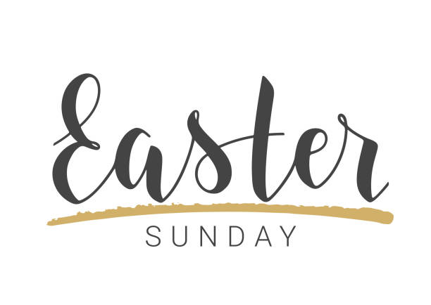 Handwritten Lettering of Easter Sunday. Vector Illustration. Vector Stock Illustration. Handwritten Lettering of Easter Sunday. Template for Banner, Card, Label, Postcard, Poster, Sticker, Print or Web Product. Objects Isolated on White Background. easter sunday stock illustrations