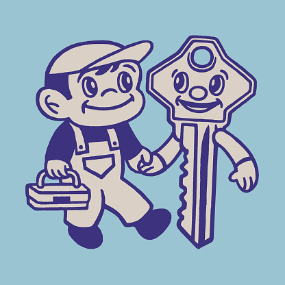 Handyman and Key Holding Hands