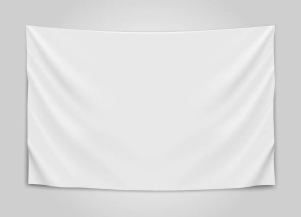 Hanging empty white flag. Blank flag concept. Hanging empty white flag. Blank flag concept. Vector illustration. banner ads templates stock illustrations