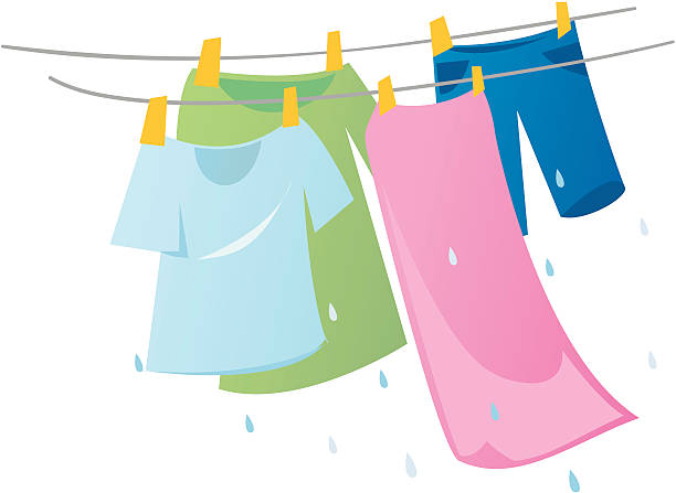 ilustrações de stock, clip art, desenhos animados e ícones de pendurar lavar roupa - beach towel