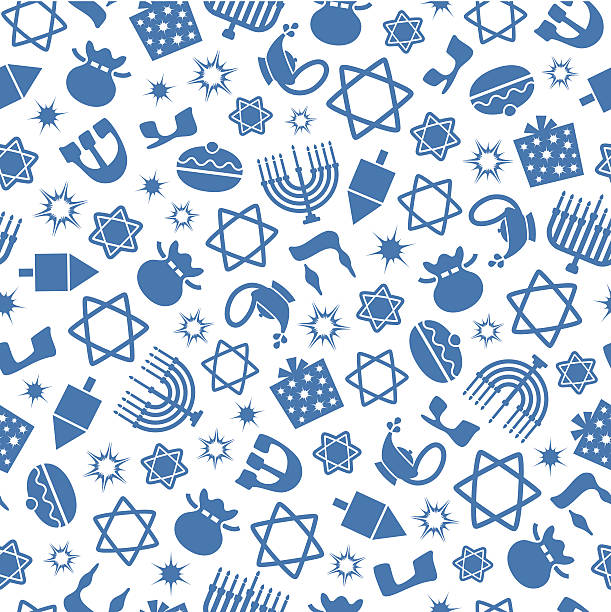 ilustraciones, imágenes clip art, dibujos animados e iconos de stock de hannukah: un patrón sin costuras de color - hanukkah