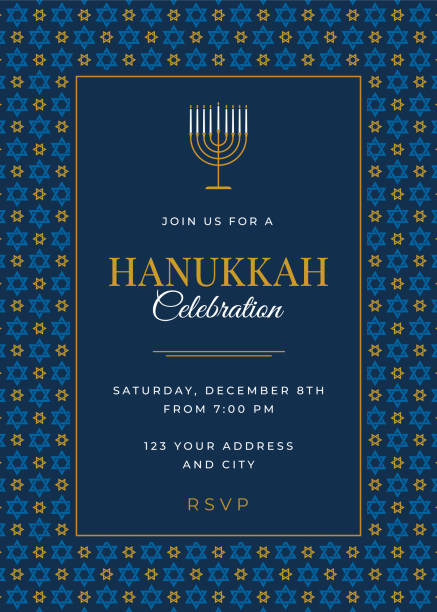 Hanukkah Celebration invitation Hanukkah Celebration invitation with Star of David pattern - Illustration star of david stock illustrations