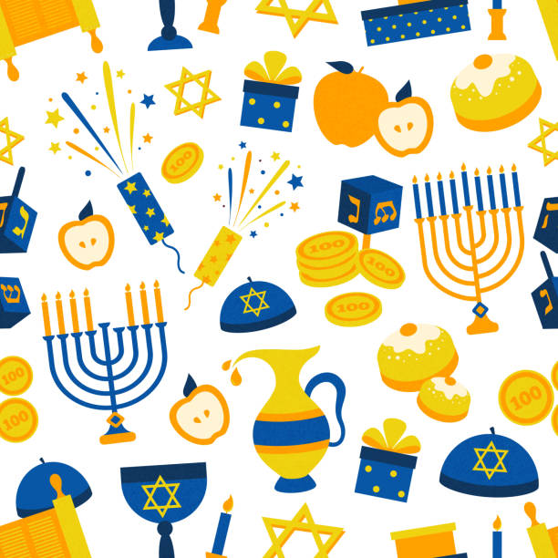 Seamless background pattern with hanukkah tradition and religion...