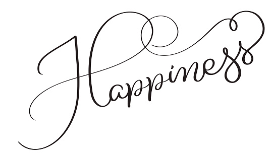 Happiness Word On White Background Hand Drawn Calligraphy Lettering ...