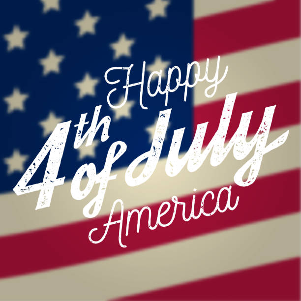 счастливый 4 июля дизайн в стиле ретро. поздравительная открытка четвертого июля на американском национальном флаге - happy 4th of july stock illustrations