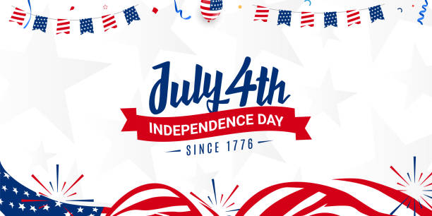 Happy 4th of July, independence day since 1776 design with ribbon on usa waving flag, firework background template for Brochures, Poster Banner. Vector illustration Independence Day is celebrated on the 4th of July of each year in the USA and it is the celebration of the day the United States Of America declared its independence from the control of Great Britain. Independence Day is commonly celebrated with the lighting of fireworks or electronic light shows, music, and outdoor activities the display of the "American" flag, and the display of the USA flag colors red, white, and blue. 1776 american flag stock illustrations