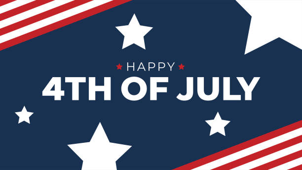 mutlu 4 temmuz tipografi amerikan bayrağı sınır ve yıldız, vatansever vektör i̇llüstrasyon ile - fourth of july stock illustrations