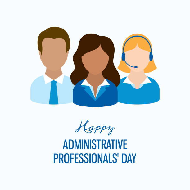 Happy Administrative Professionals' Day vector Administrative workers men and women vector. Office people icon set. Important day administrator stock illustrations