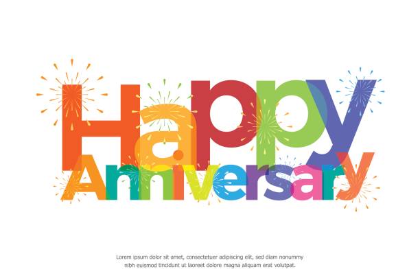 happy anniversary colorful with fireworks happy anniversary colorful with fireworks anniversary stock illustrations