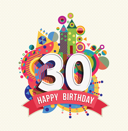 Happy birthday 30 year greeting card poster color
