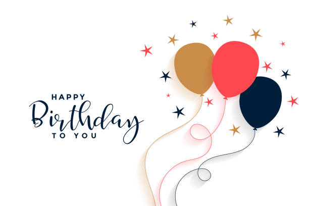 ilustrações, clipart, desenhos animados e ícones de fundo do balão do aniversário feliz no estilo liso - aniversário