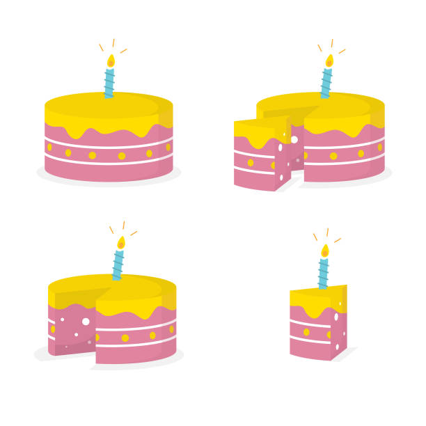happy birthday cake-symbol und flache bauweise. stück vom kuchen-vektor-design und weißem hintergrund. - geburtstagstorte stock-grafiken, -clipart, -cartoons und -symbole