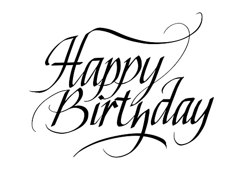 Happy Birthday Calligraphic Inscription. Calligraphic Lettering Design Template. Creative Typography for Greeting Card, Gift Poster, Banner etc.
