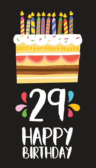 Happy Birthday card 29 twenty nine year cake