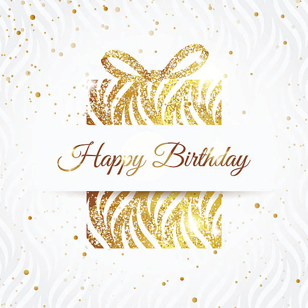 ilustrações de stock, clip art, desenhos animados e ícones de feliz aniversário cartão elegante com laço de presente de ouro e. - happy birthday celebrity