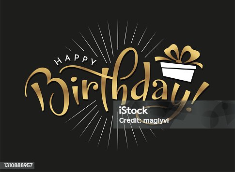 istock Happy Birthday hand drawn typography. 1310888957