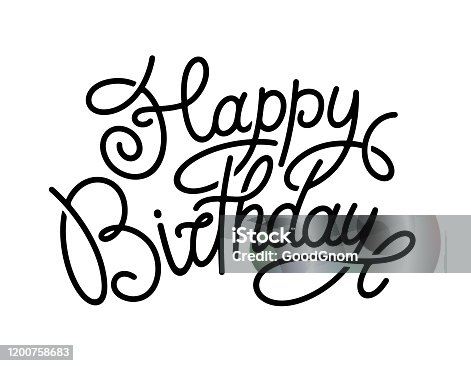 istock Happy birthday. Hand-drawn lettering isolated on white background. 1200758683