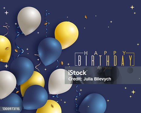 istock Happy Birthday holiday design for greeting cards 1305973115