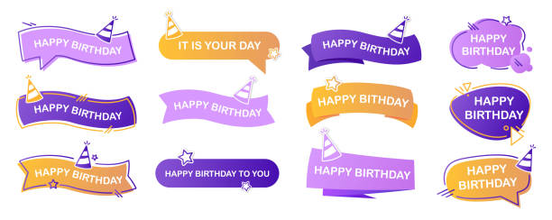 ilustrações de stock, clip art, desenhos animados e ícones de happy birthday lettering set - happy birthday celebrity