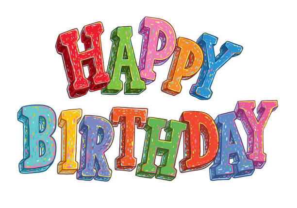 Happy Birthday letters Happy Birthday hand-drawn colorful letters. birthday drawings stock illustrations