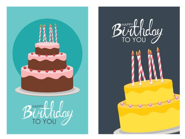 Happy Birthday Poster Background with Cake. Vector Illustration Happy Birthday Poster Background with Cake. Vector Illustration EPS10 birthday cake stock illustrations