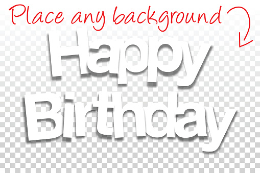 Happy Birthday Sign for Design - Paper Font, Blank Background