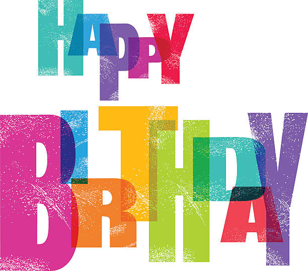 Happy Birthday Birthday Greeting card message in traditional letter press print style. CS3 and CS3 versions in the zip. happy birthday words stock illustrations