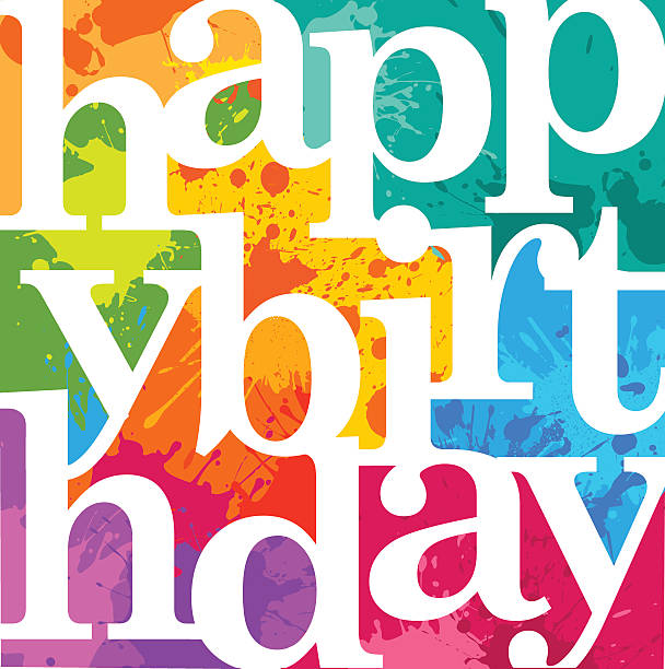 Happy Birthday Birthday Greeting in colourful splashed paint effect. Eps10 file, CS3 and CS5 versions in the zip happy birthday words stock illustrations