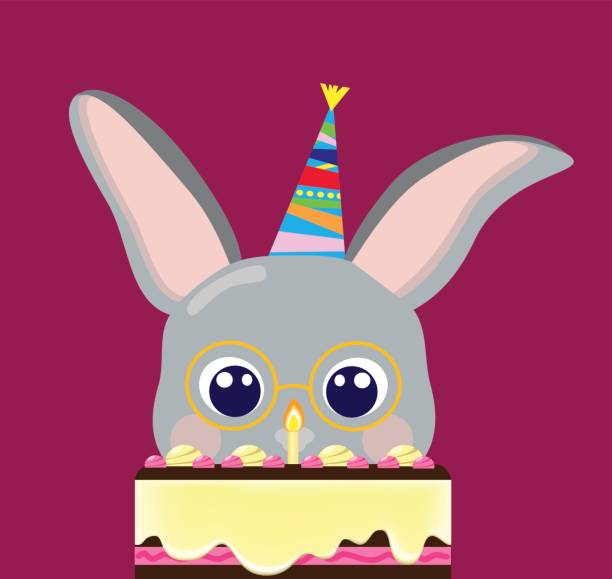 Happy bithday rabbit vector art illustration