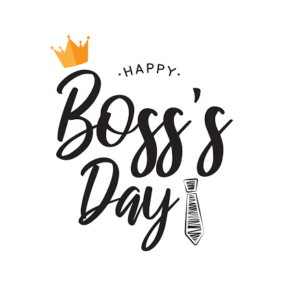 Happy Boss's Day lettering card. Vector