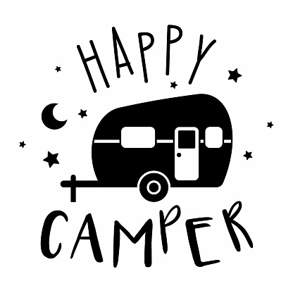 Happy Camper Vector Illustration On White Stock Illustration - Download ...