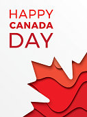 happy canada day vertical banner design layout with text and paper cut colorful maple leaf. vector illustration for greeting cards, posters, flyers, invitations, brochures