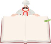 Vector illustration - Happy Chef Open Cookbook.