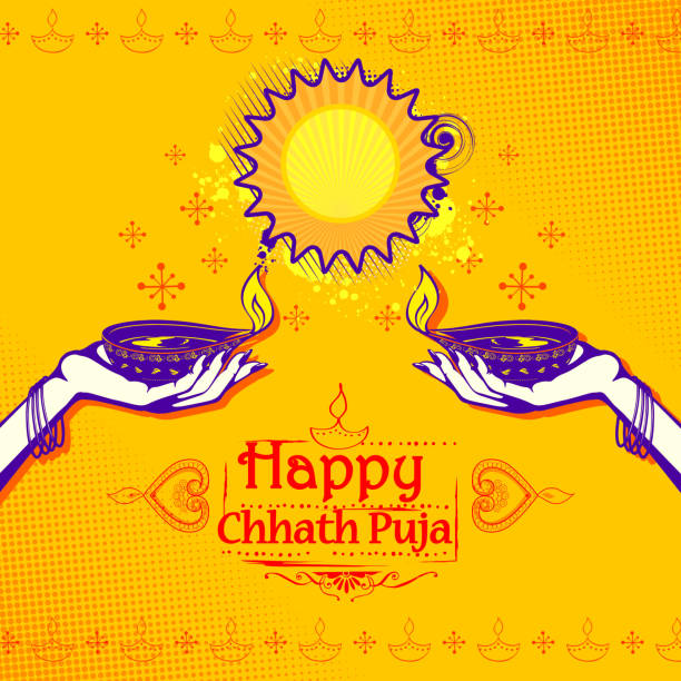 Happy Chhath Puja Holiday background for Sun festival of India illustration of Happy Chhath Puja Holiday background for Sun festival of India chhath stock illustrations