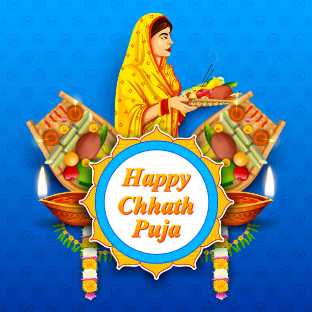 Happy Chhath Puja Holiday background for Sun festival of India illustration of Happy Chhath Puja Holiday background for Sun festival of India chhath stock illustrations
