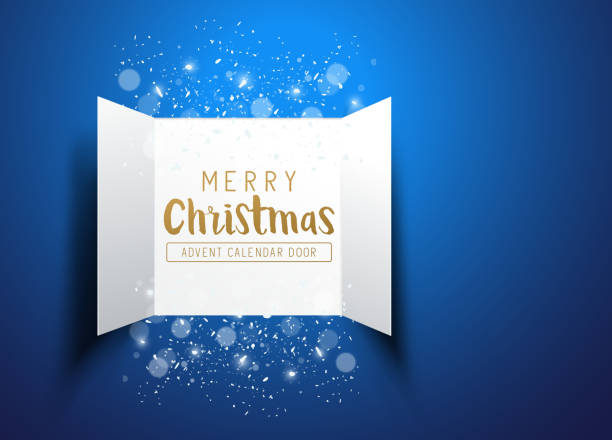 frohe weihnachten-advent-kalender-türen - adventskalender tür stock-grafiken, -clipart, -cartoons und -symbole