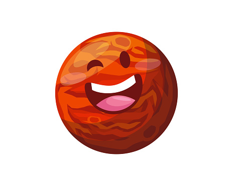 Happy Cute Mars Planet Cartoon Character Illustration Happy Cute Mars Planet Cartoon Character Illustration