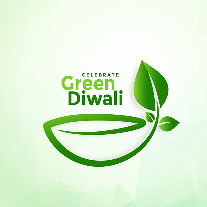 happy diwali creative green eco diya design background