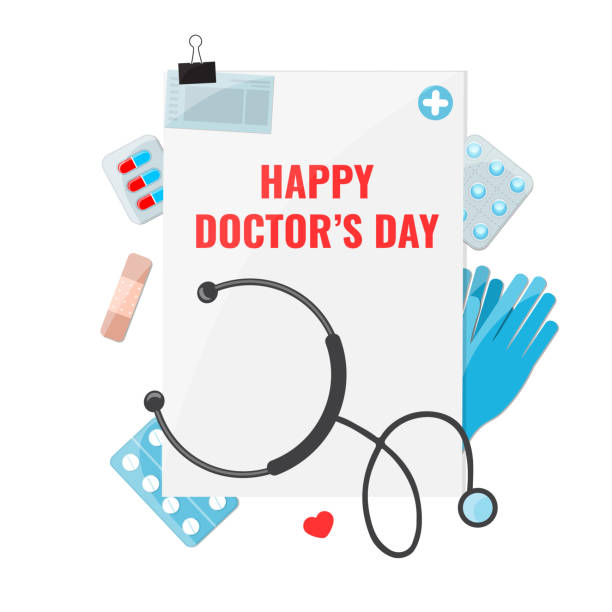 Happy Doctor Day Concept Happy Doctors Day Concept. Medical and healthcare supply. Vector illustration happy doctors day stock illustrations