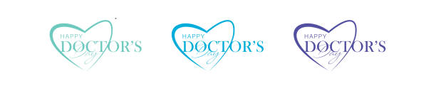 Happy Doctor's Day Vector Illustration of happy Doctor's Day flat vector logo design. Set of 3 light color design July 1st. happy doctors day stock illustrations