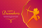 istock Happy Dussehra greeting card, vector illustration 1279176080