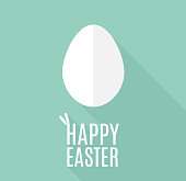 Happy Easter card with paper egg in flat design. Vector illustration. EPS10
